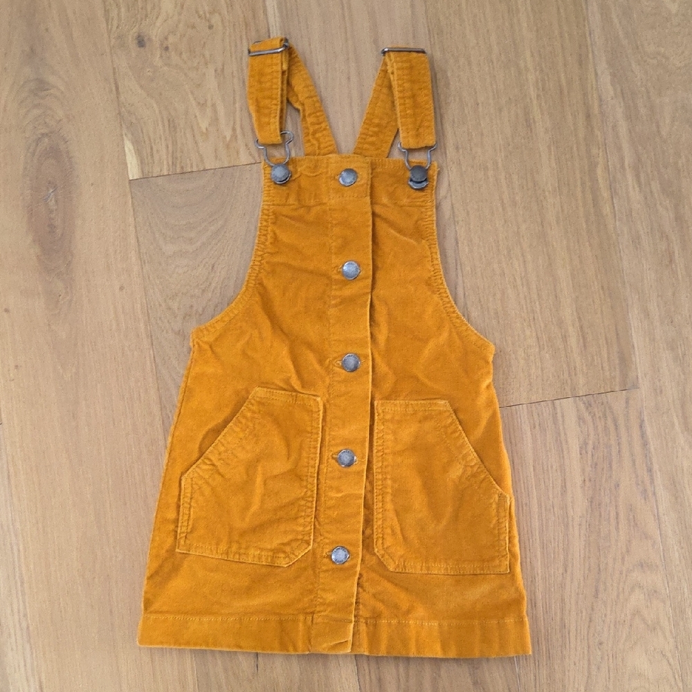 Kids Mustard Corduroy Overalls Dress